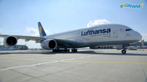 Der Airbus A380 am Flughafen in Frankfurt